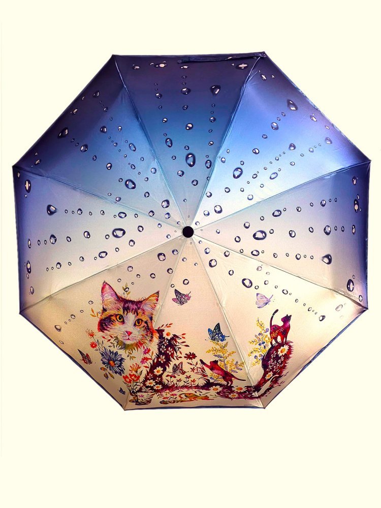 Зонт женский DINIYA арт.243 автомат 23"(58см)Х8К кот 