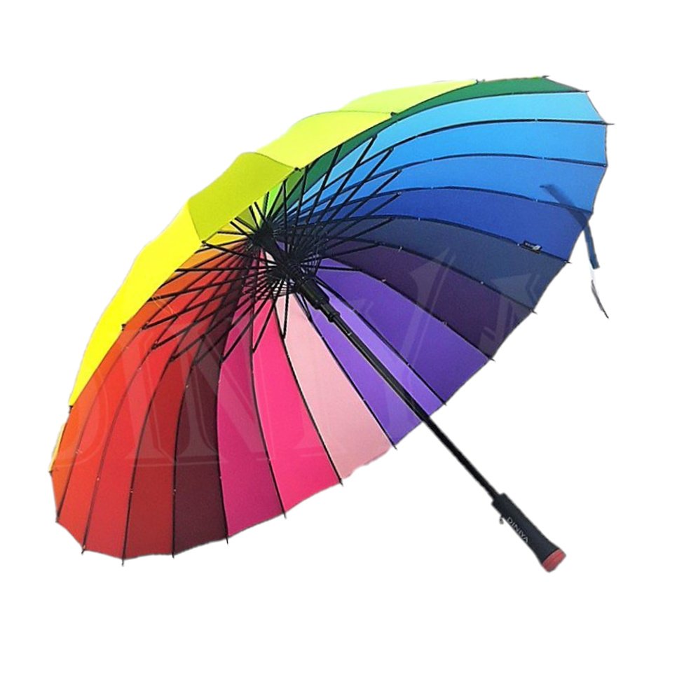 Зонт-трость женский DINIYA арт.CH005(410) полуавт 23"(58см)Х24К радуга