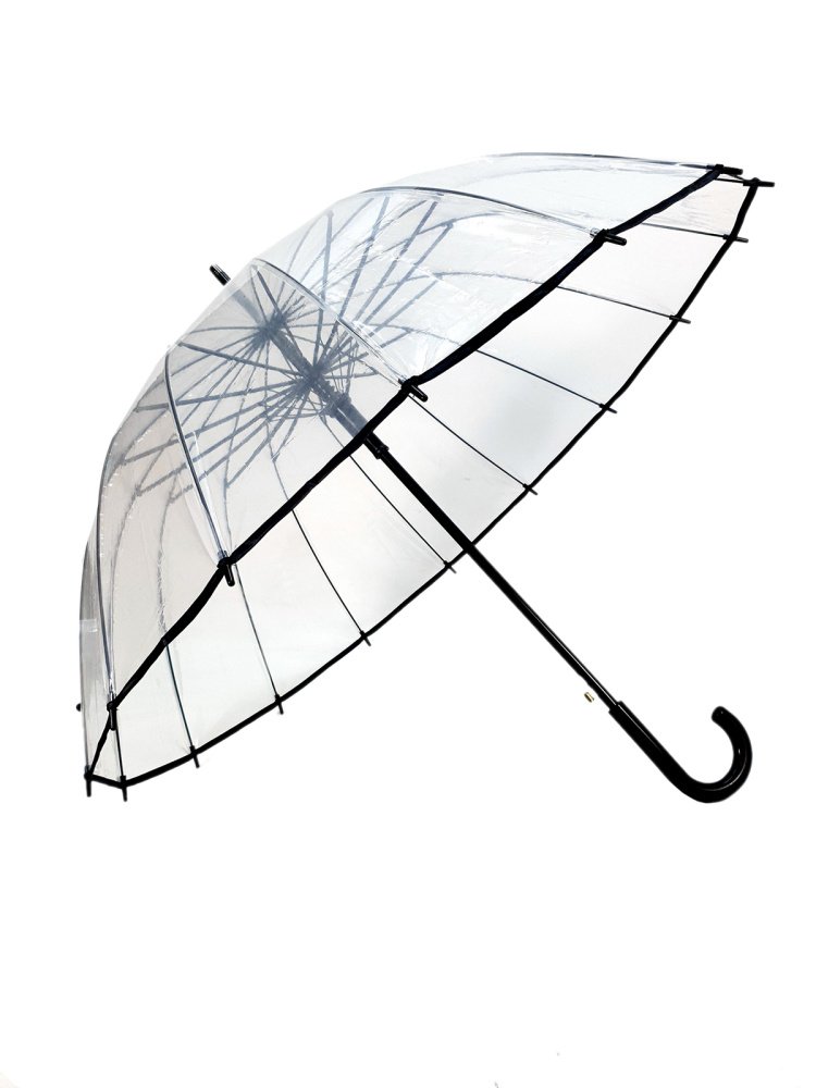 Зонт-трость женский DINIYA арт.2659 полуавт 23"(56см)Х16К прозрачный