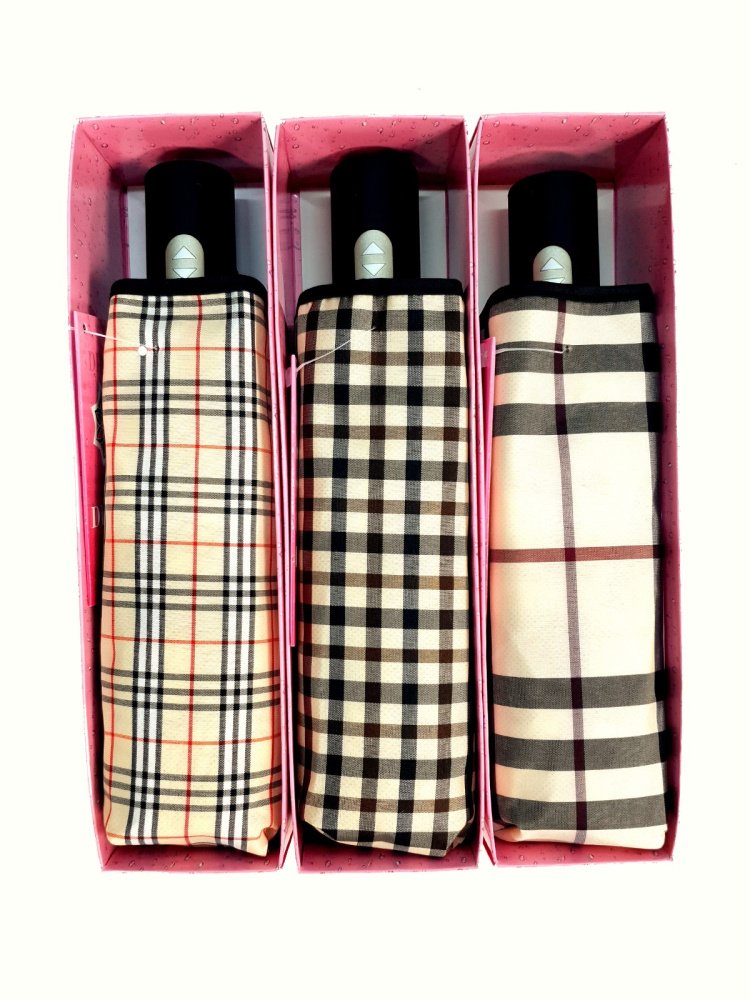 Зонт женский DINIYA арт.167 автомат 4 слож. 21"(54см)Х8К мини бербери