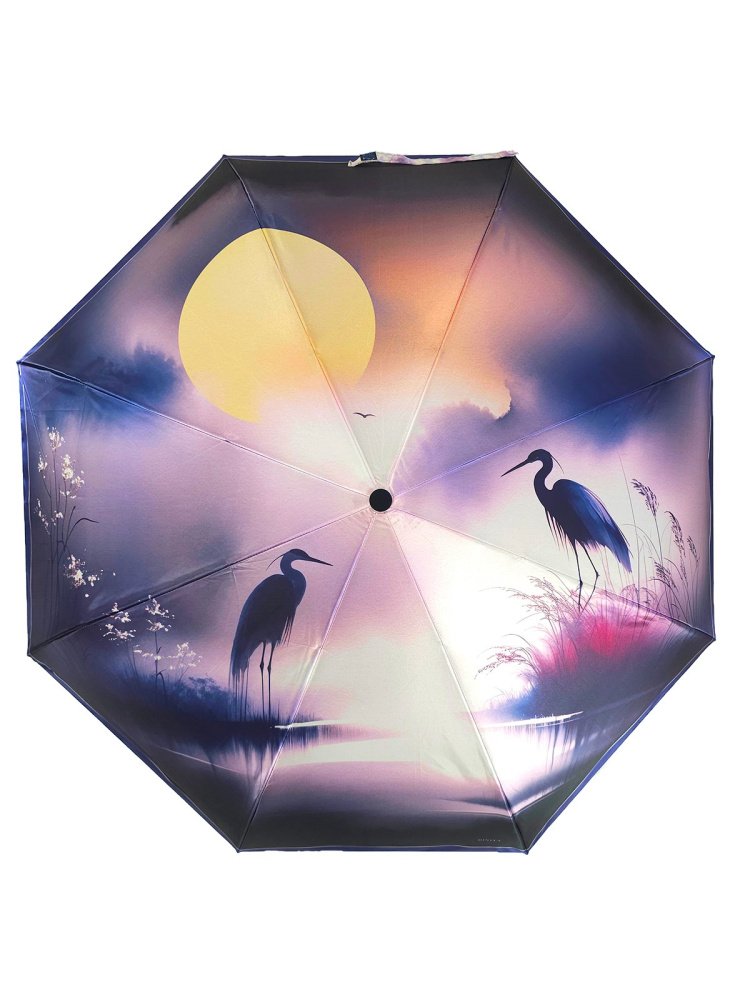 Зонт женский DINIYA арт.305 автомат 4 слож. 21"(54см)Х8К мини цапля