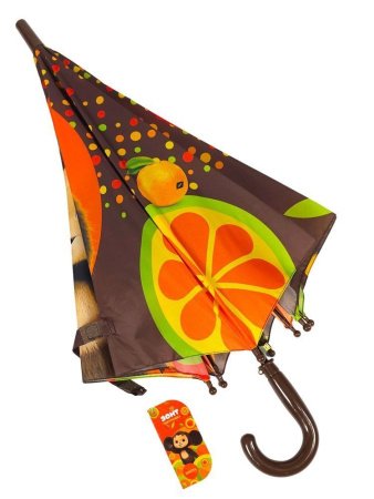 Зонт детский DINIYA арт.2629-6 полуавт 19"(48см)Х8К чебурашка корич