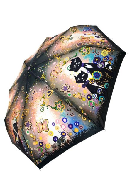 Зонт женский DINIYA арт.104 полуавт 23"(58см)Х8К кошки