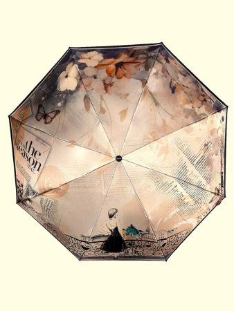 Зонт женский DINIYA арт.254 автомат 23"(58см)Х8К прованс газета