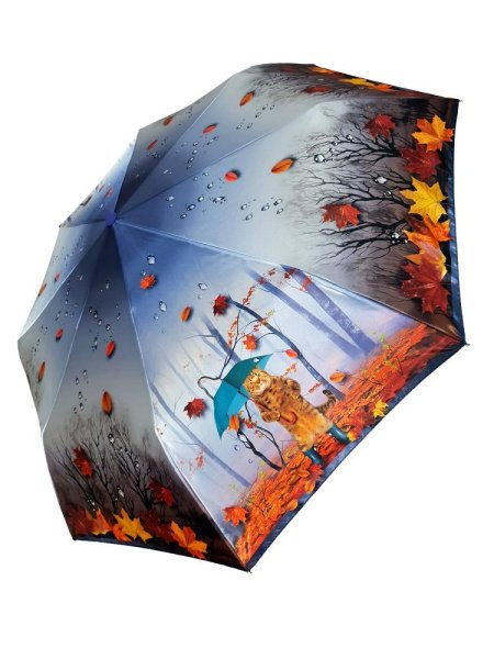 Зонт женский DINIYA арт.177 автомат 21"(53см)Х8К осень кот 