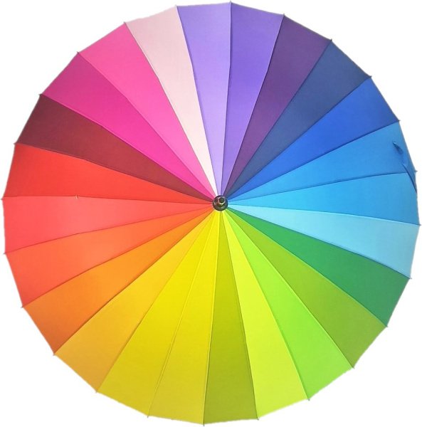 Зонт-трость женский DINIYA арт.CH005(410) полуавт 23"(58см)Х24К радуга