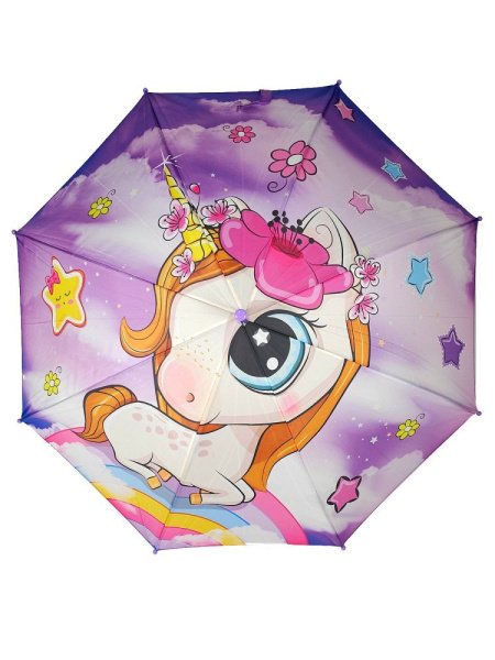 Зонт детский DINIYA арт.2628 полуавт 19"(48см)Х8К единорог.