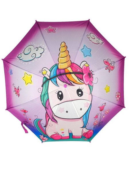 Зонт детский DINIYA арт.2628 полуавт 19"(48см)Х8К единорог.