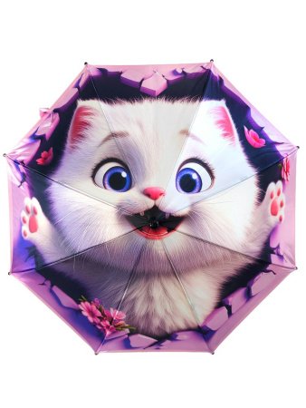Зонт детский DINIYA арт.2635 полуавт 19"(48см)Х8К котенок, мишка