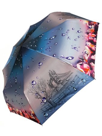 Зонт женский DINIYA арт.165 автомат 4 слож.21"(54см)Х8К город-цветы