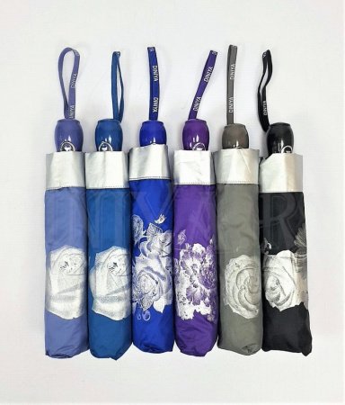 Зонт женский DINIYA арт.925 полуавт 23"(58см)Х9К внутри серебро цветы