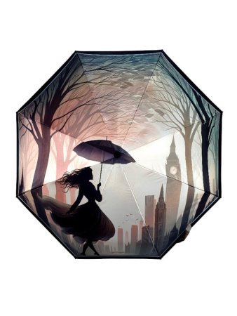 Зонт женский DINIYA арт.272 автомат 3 слож.23"(58 см)Х8К дев.город   