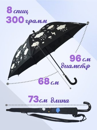 Зонт трость подростковый DINIYA арт.2632 полуавт 19"(48см)Х8К проявляшка