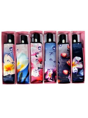 Зонт женский DINIYA арт.165 автомат 4 слож.21"(54см)Х8К город-цветы