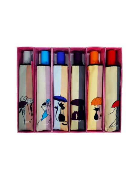 Зонт женский DINIYA арт.262 автомат 3 слож.23"(58 см)Х8К  радуга кошки