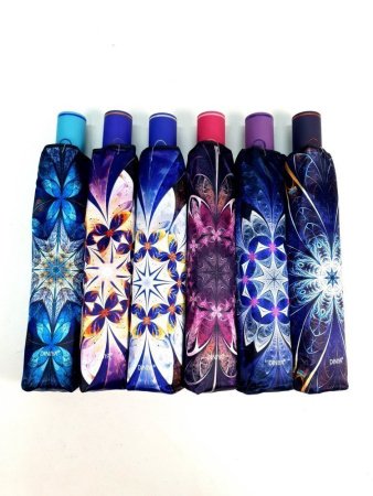 Зонт женский DINIYA арт.159 полуавт 23"(58см)Х8К листья/цветы 