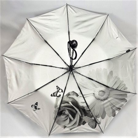 Зонт женский DINIYA арт.925 полуавт 23"(58см)Х9К внутри серебро цветы