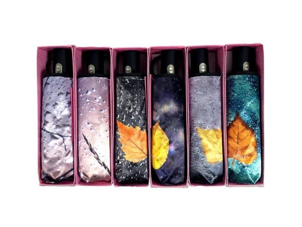 Зонт женский DINIYA арт.253 автомат 4 слож.21"(54 см)Х8К мини листья