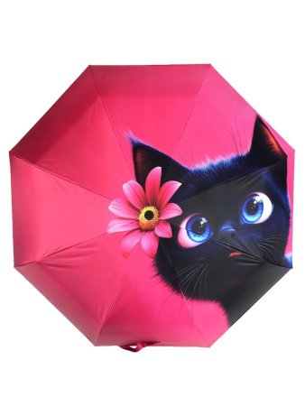 Зонт женский DINIYA арт.306 автомат 21"(53см)Х8К облегченный Котик