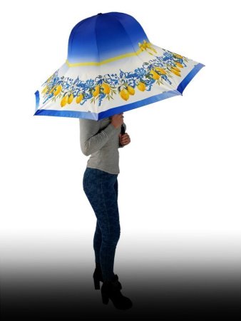 Зонт-трость шляпа женский DAIS арт.7709-15 полуавт (лимоны)    