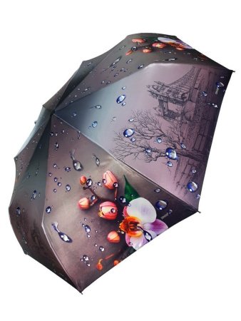 Зонт женский DINIYA арт.165 автомат 4 слож.21"(54см)Х8К город-цветы