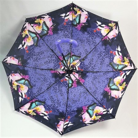 Зонт-трость женский DINIYA арт.894 полуавт 24"(61см)Х8К узоры