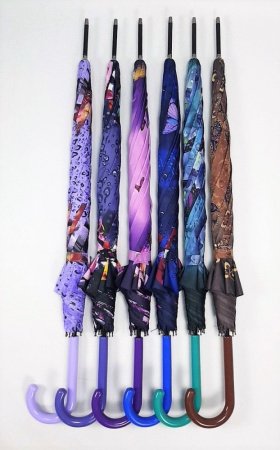 Зонт-трость женский DINIYA арт.894 полуавт 24"(61см)Х8К узоры