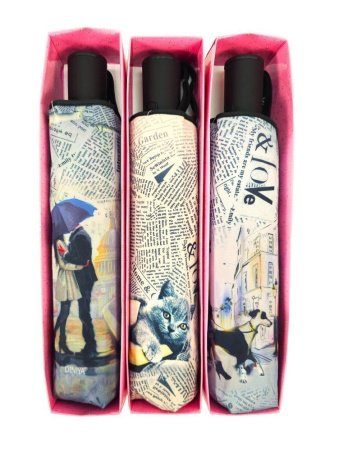 Зонт женский DINIYA арт.192 автомат 23"(58см)Х8К газета