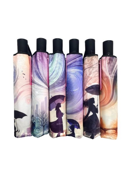 Зонт женский DINIYA арт.270А полуавт 23"(58см)Х8К деревья